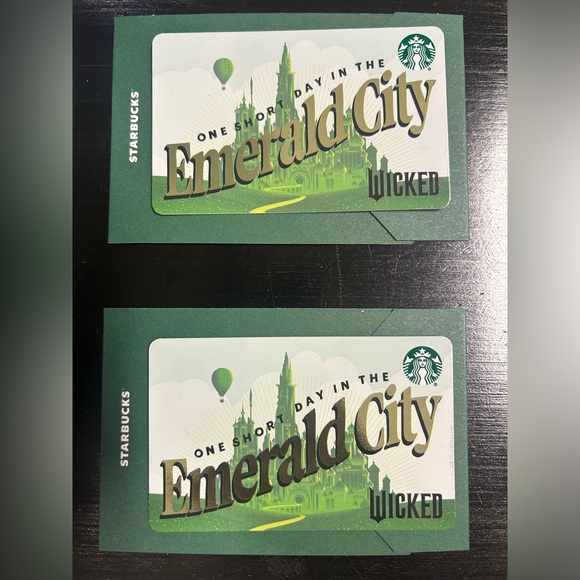 STARBUCKS WICKED Gift Cards (x2) — Wizard of Oz - Emerald City - Picture 2 of 2